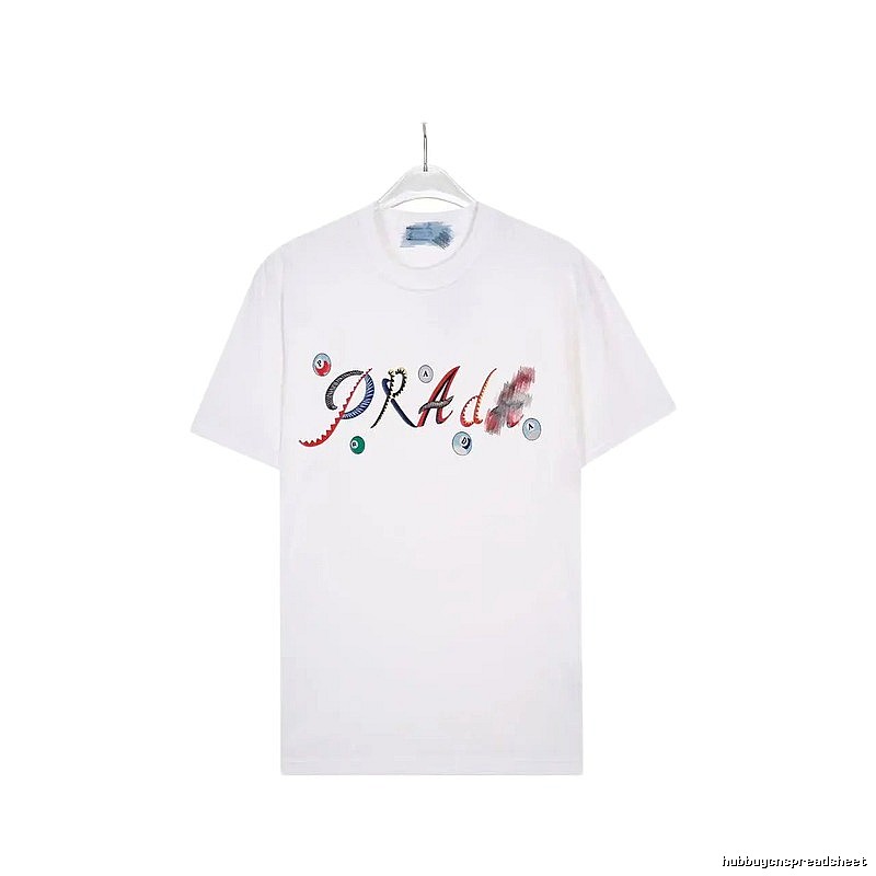 Prada Street Style White Short-sleeve T-shirt with Colorful Print