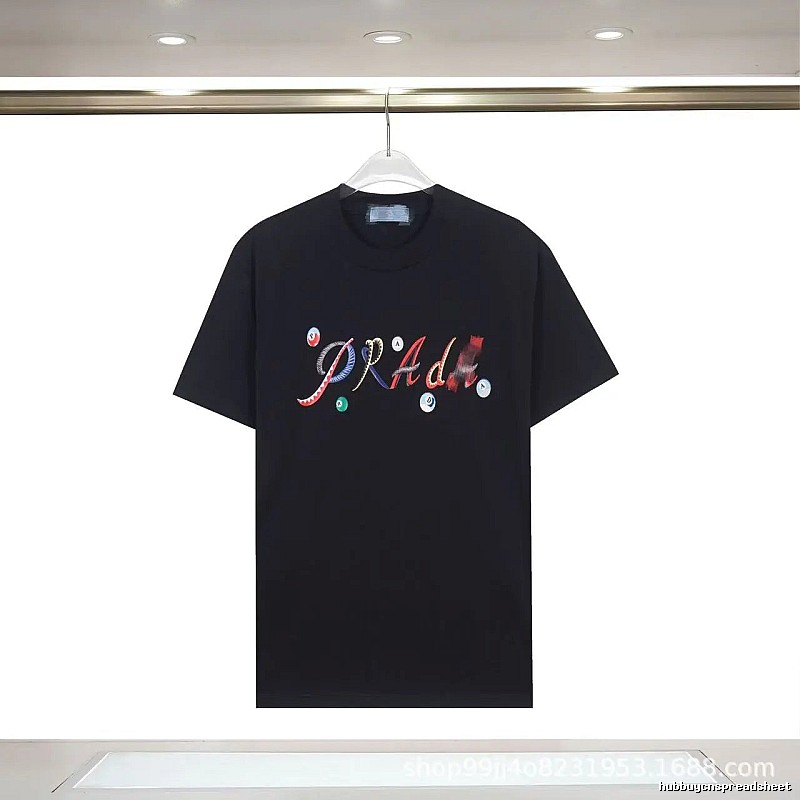 Prada Trendy Black Short-sleeve T-shirt with Billiard Print