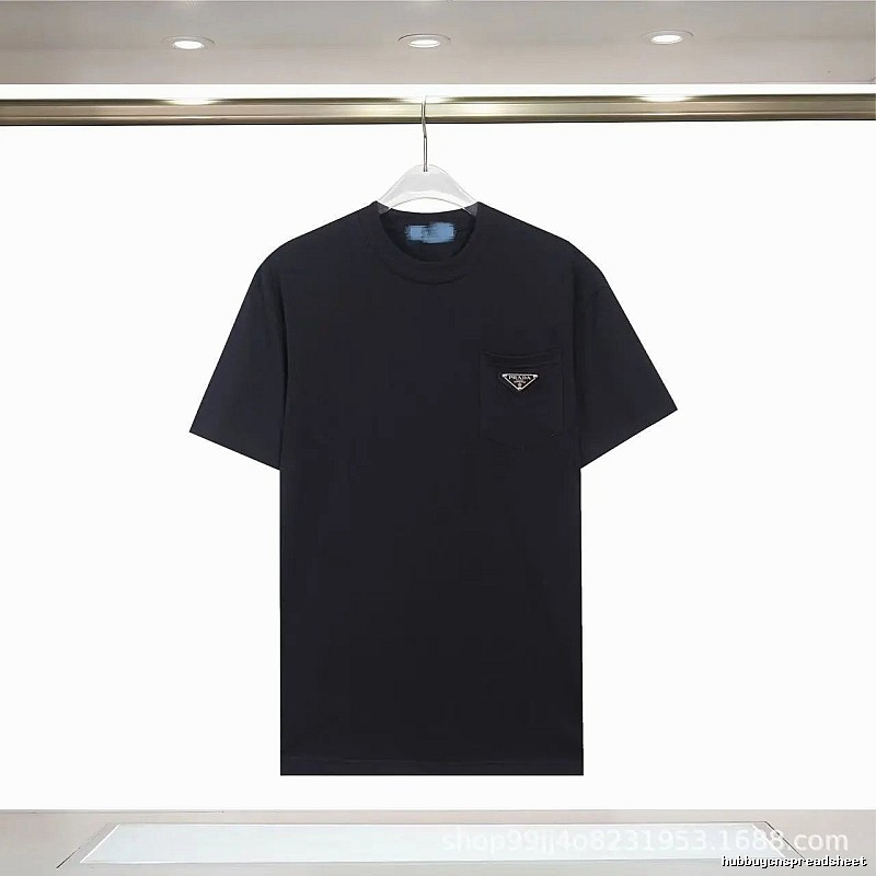 Prada Triangle Logo Minimalist Style Black Short-sleeve T-shirt