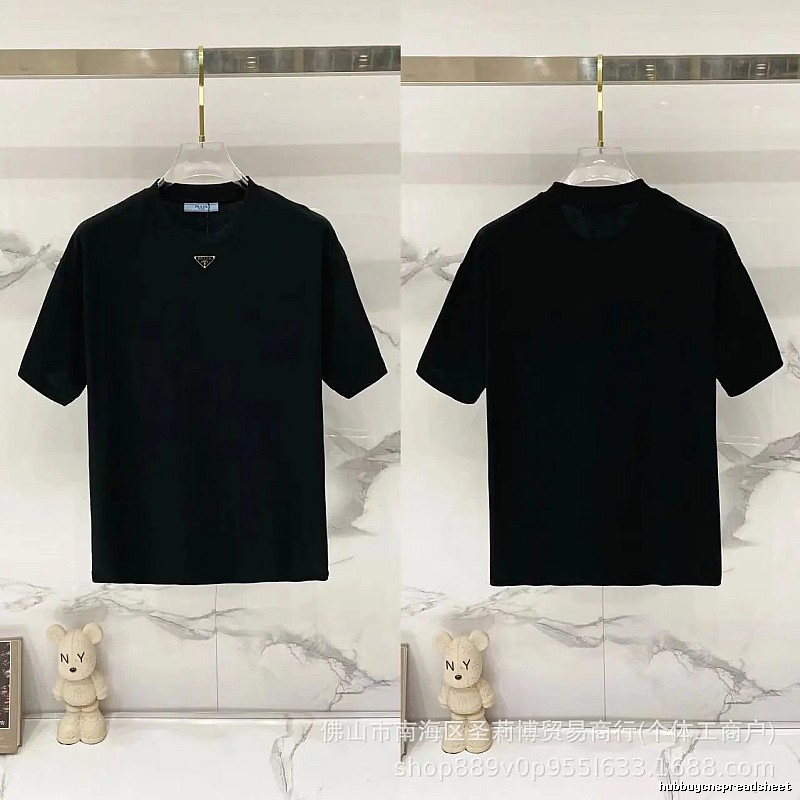 Prada Triangle Logo Minimalist Style Black T-Shirt