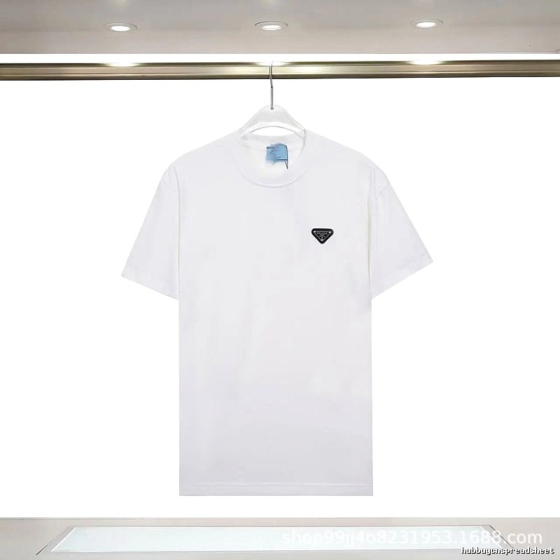 Prada Triangle Logo Minimalist Style White Short-sleeve T-shirt