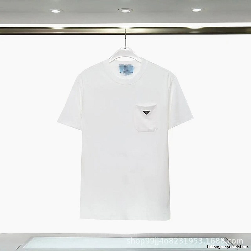 Prada Triangle Logo Minimalist Style White Short-sleeve T-shirt