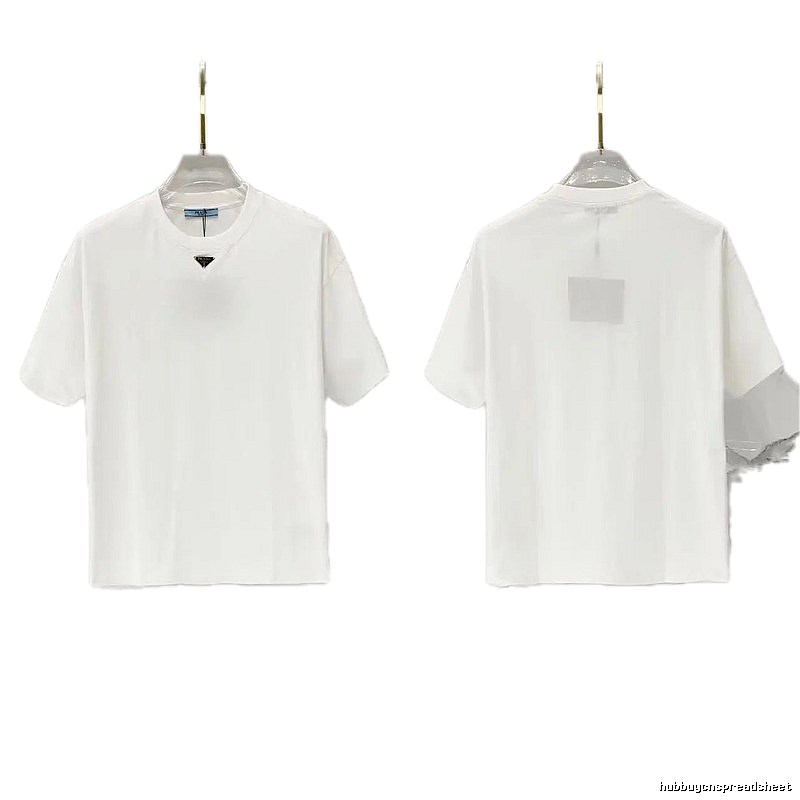 Prada Triangle Logo Minimalist Style White T-Shirt