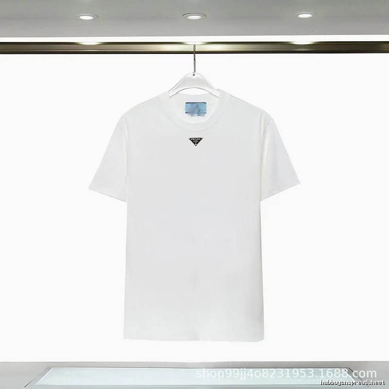 Prada Triangle Logo Minimalist Style White T-Shirt