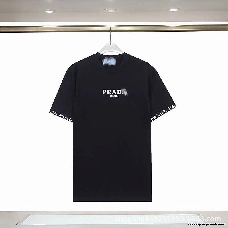 Prada Webbing Trendy Style Black Short-sleeve T-shirt