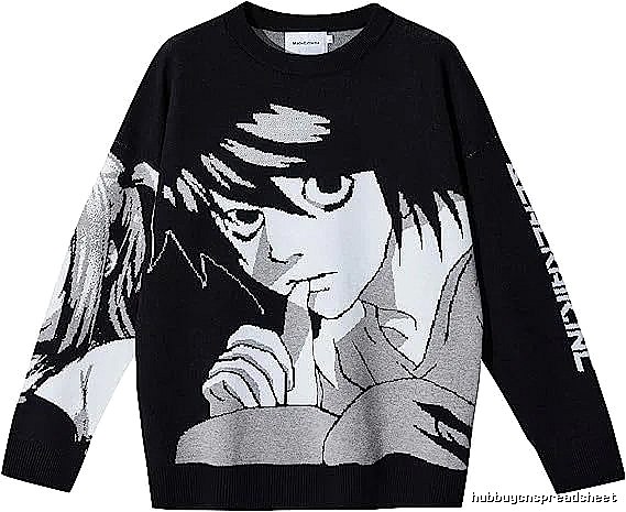 Premium Style Anime graphic sweater Black Knit Top for Minimal Outfits