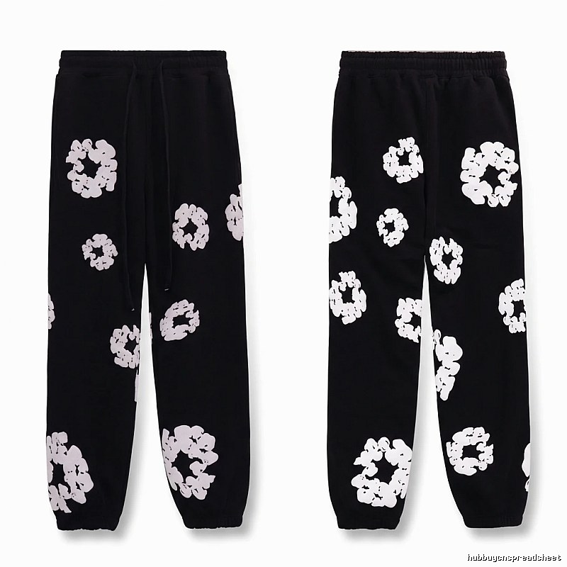 Printed casual black pants with DENIM TEARS style