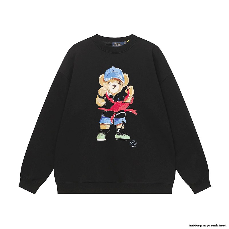 Ralph Lauren Bear Streetwear Black Sweatshirt