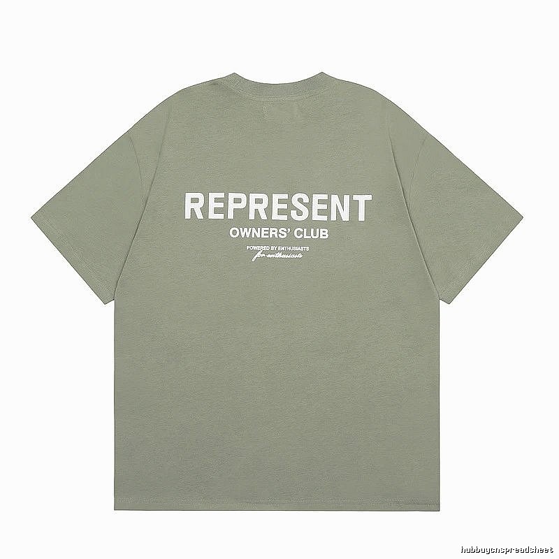 Represent Army Green Style 868 Owners Club T-Shirt Signature Detail Logo