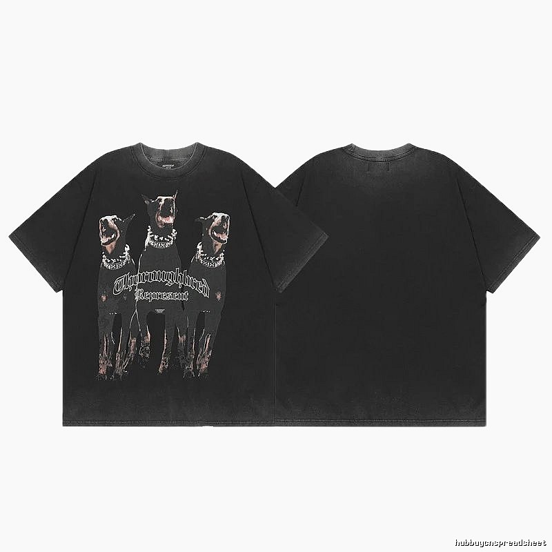 Represent Doberman Print Vintage Style Black Short-sleeve T-shirt
