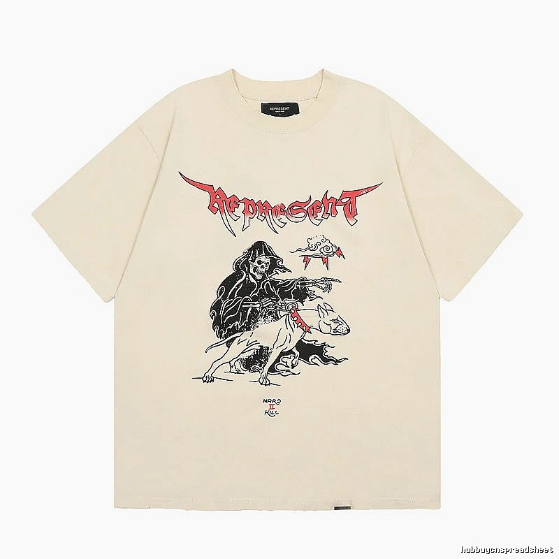 Represent Grim Reaper Print Vintage High Street Beige T-Shirt