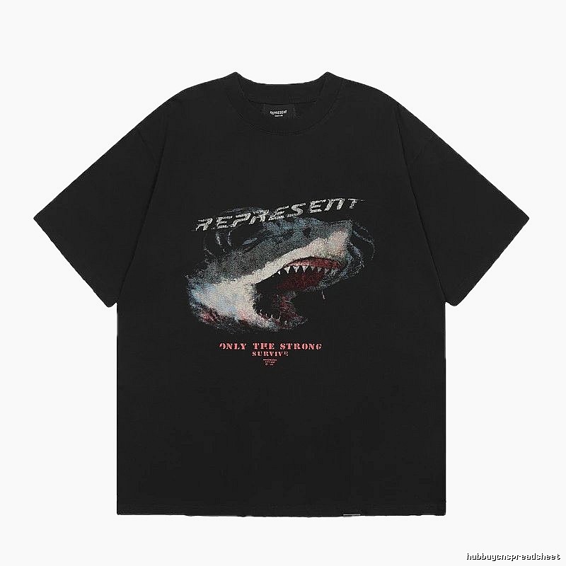 Represent Shark Print Vintage Black T-Shirt