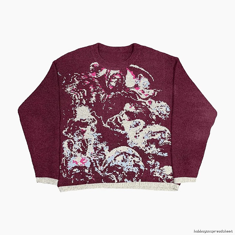 Resort Anime graphic sweater Black Knit Top with Premium Look