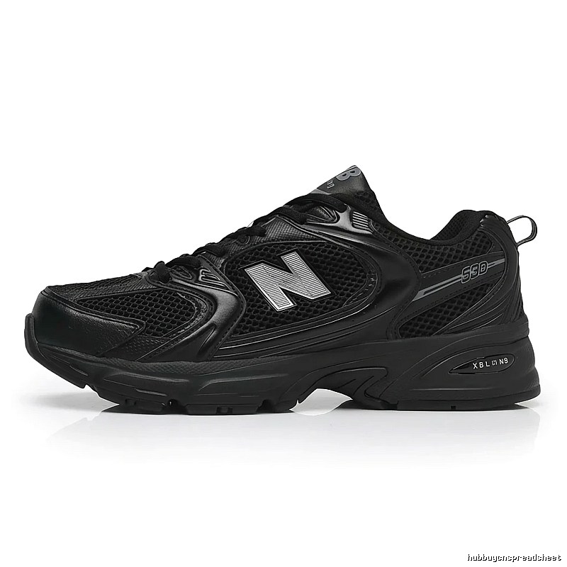 Retro-style black shoes of New Balance 530