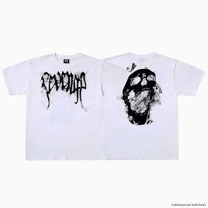 Revenge White Skull Graphic T-Shirt Streetwear Look