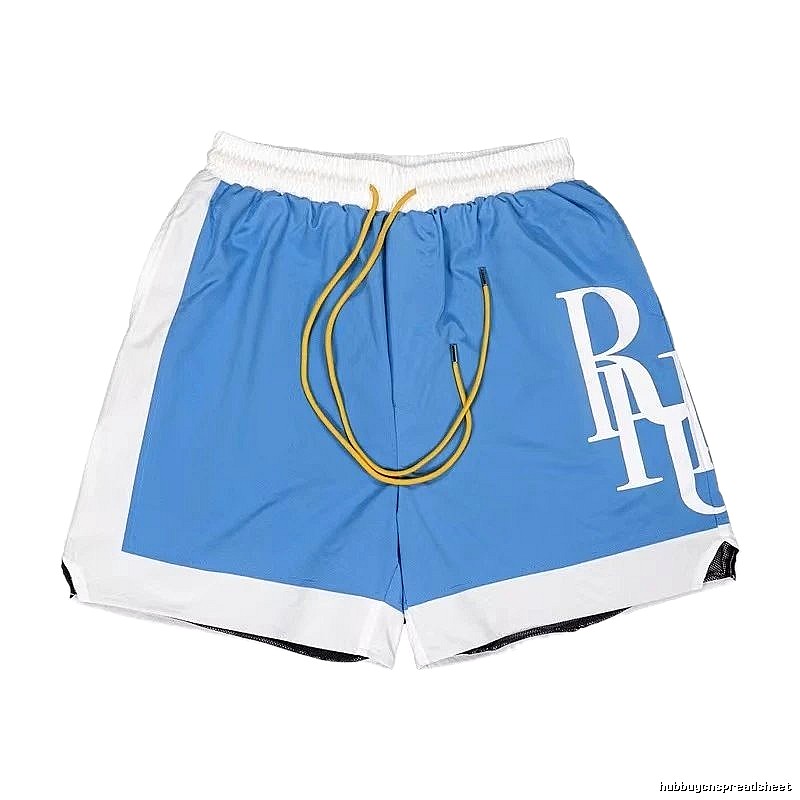 RHUDE Blue and White Contrast Color Sports Shorts