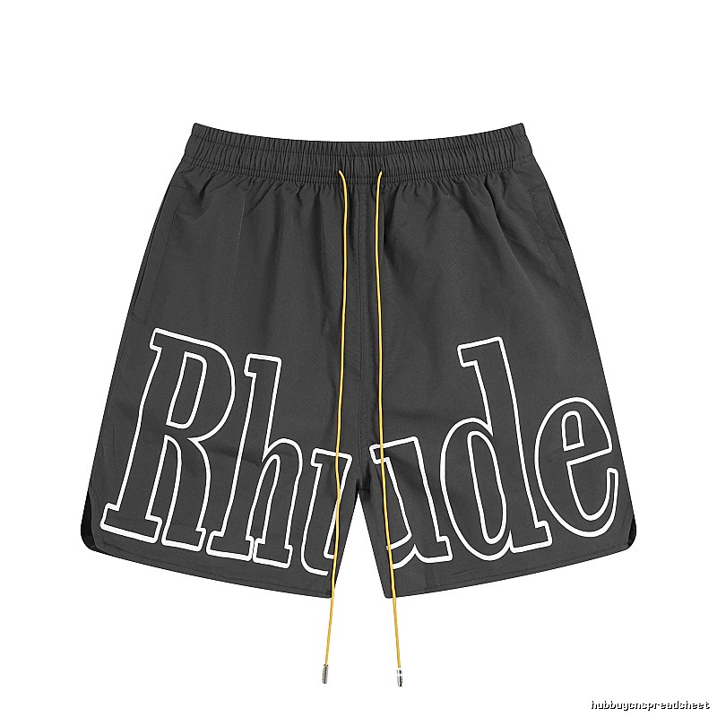 RHUDE letter-style black shorts
