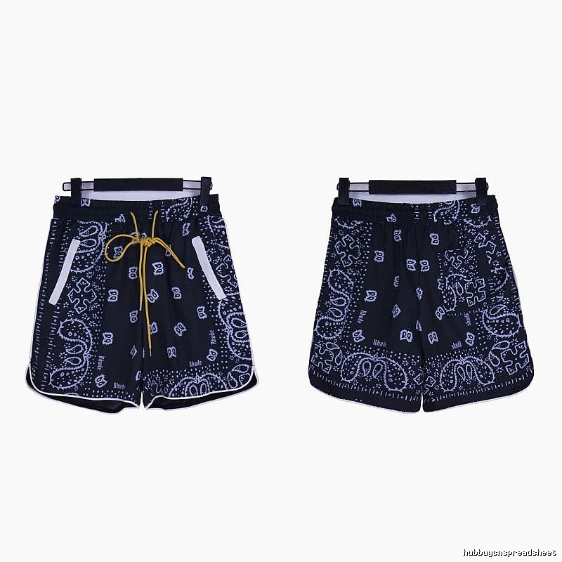 RHUDE retro-style black shorts