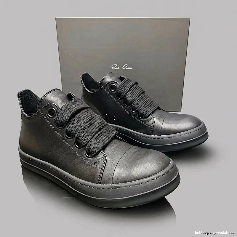 Rick Owens dark - style high - top black shoes
