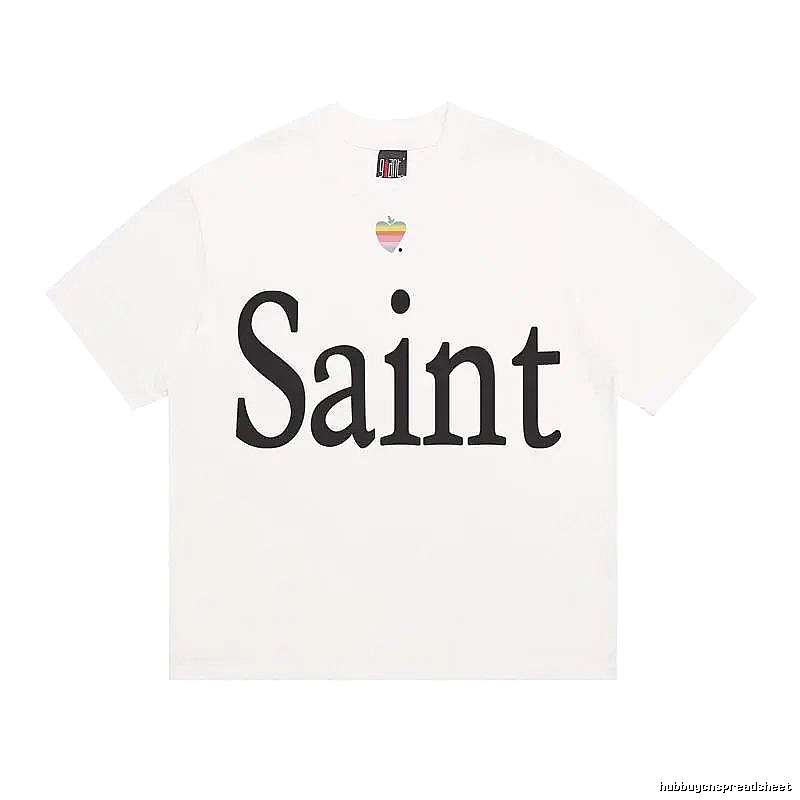 SAINT Letter Print Street Style Off-white T-shirt