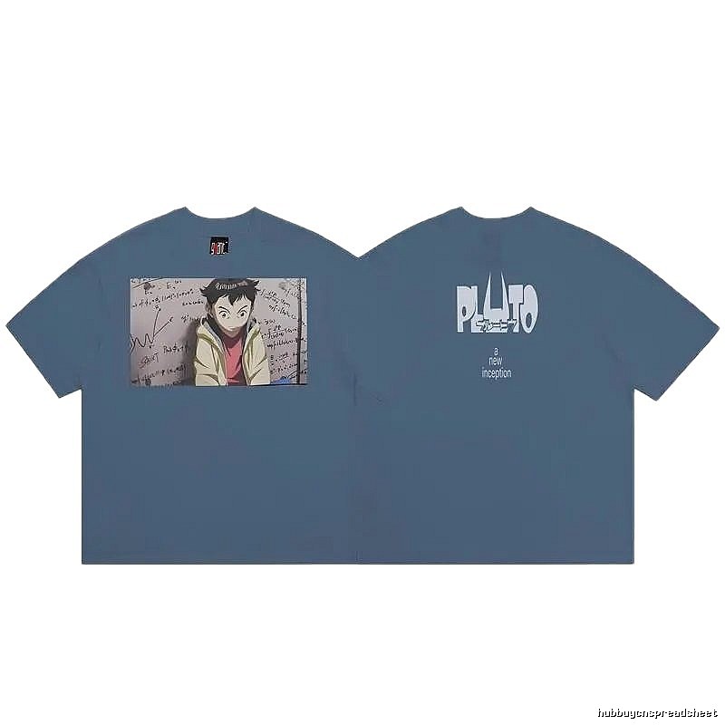SAINT PLUTO Anime Trendy Style Blue-grey T-shirt