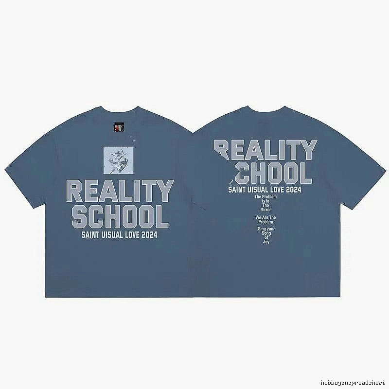 SAINT Real Academy Street Style Grey-Blue Short Sleeve T-Shirt