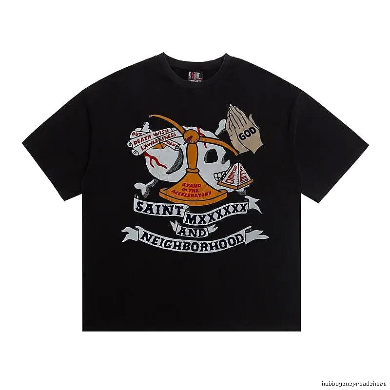 SAINT Skull Print Street Style Black T-Shirt