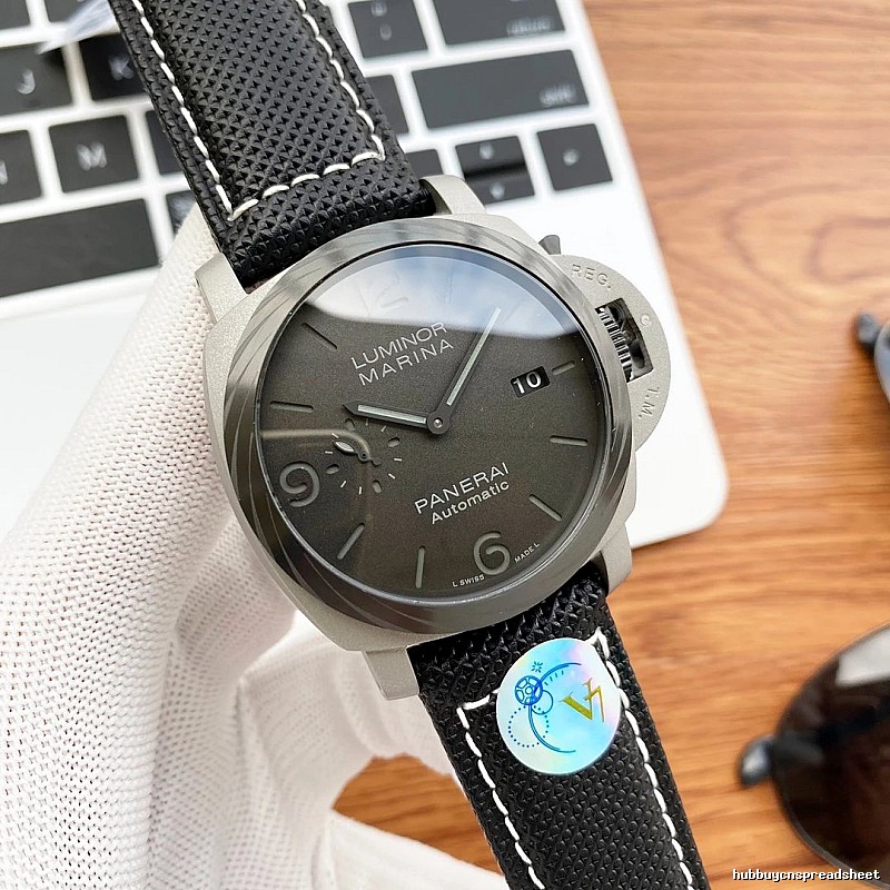 Silver And Black Luminor Marina Watch by Panerai - Signature Edit