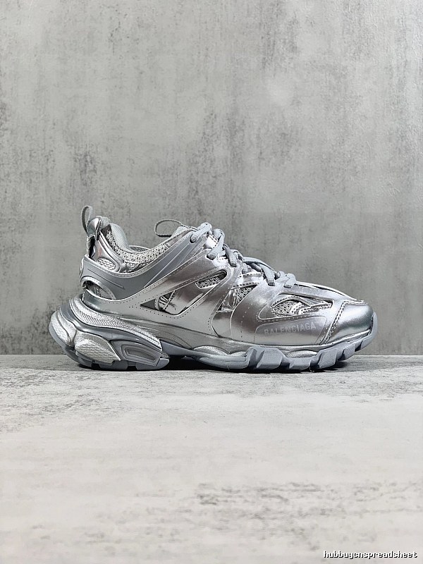 Silver Runner Sneaker by Balenciaga with Silver Layered Runner Side Profile