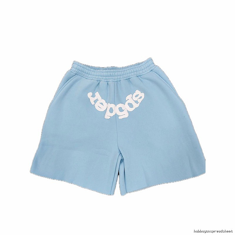 Sp5der Foam Print Street Style Light Blue Shorts