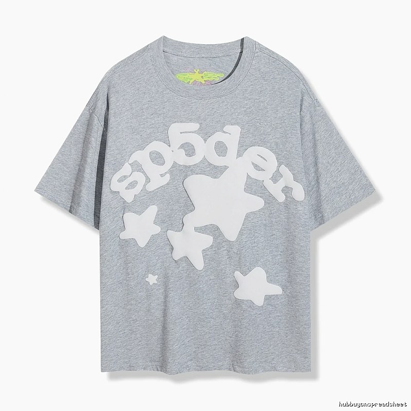 Sp5der Gray T-shirt with Star Print