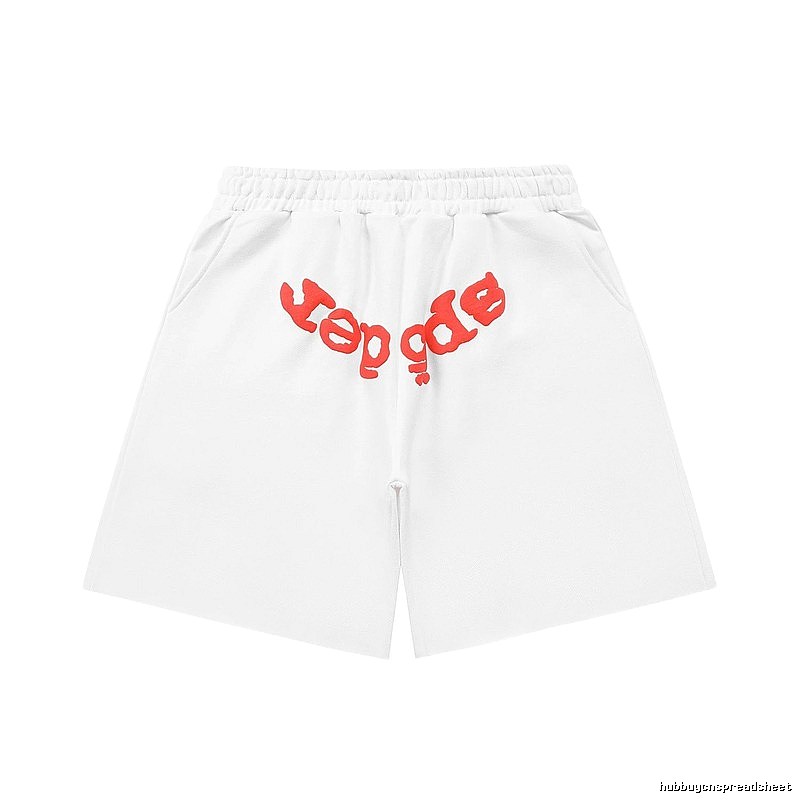 Sp5der red letter white shorts
