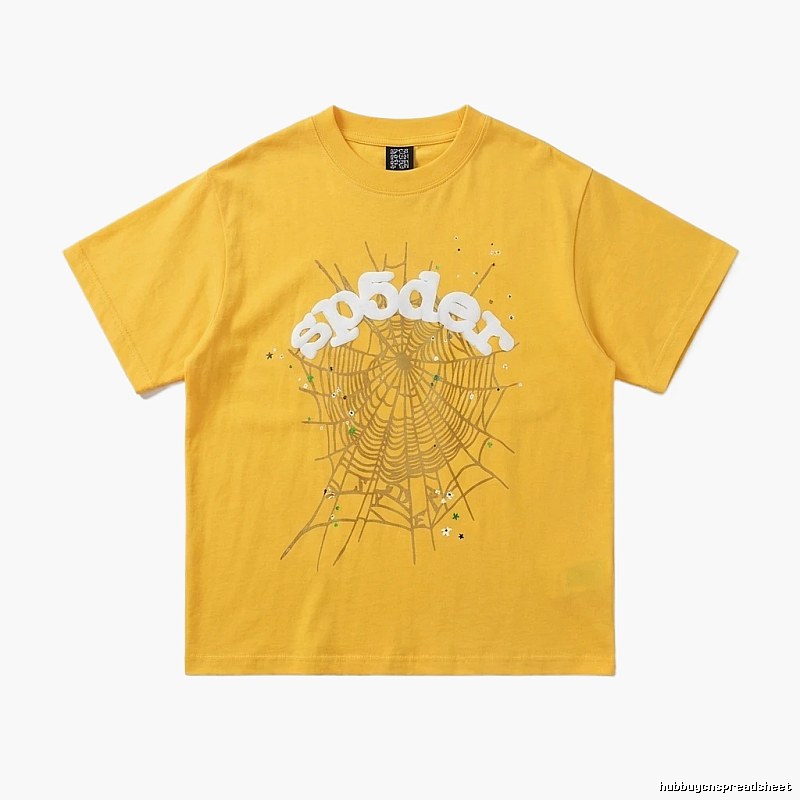 Sp5der Spider Web Trendy Cool Yellow T-shirt