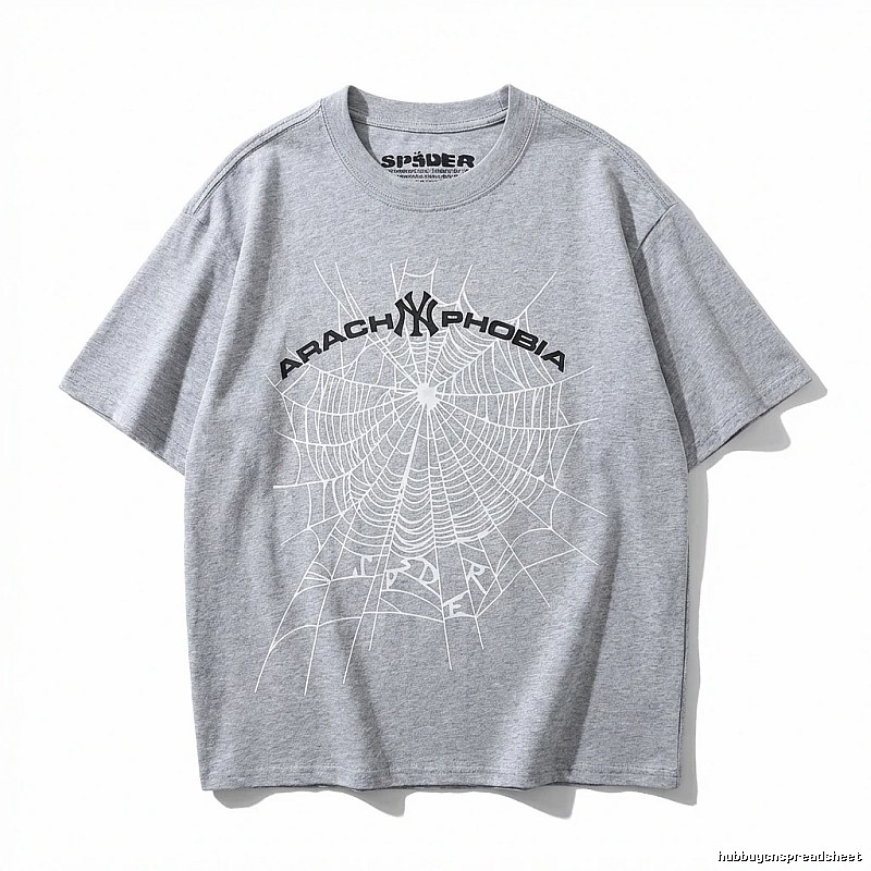 Sp5der Spider Web Trendy Grey T-shirt