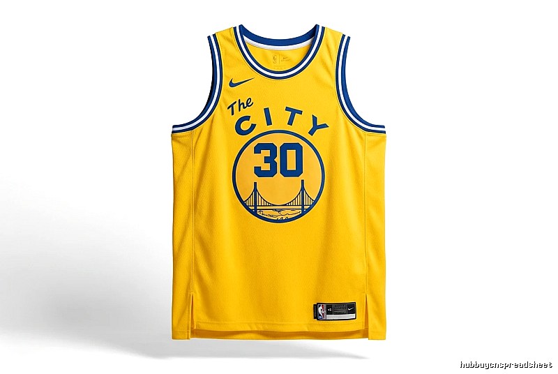 Stephenen Curry's No. 30 yellow basketball jersey.