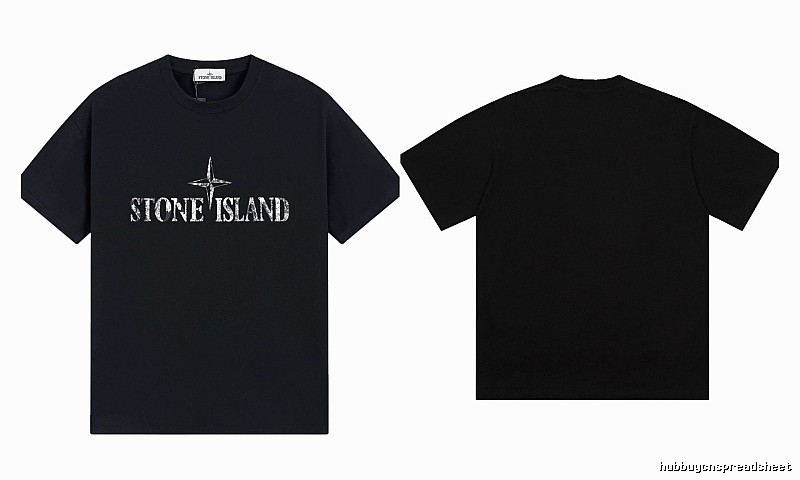 Stone Island Classic Distressed Street Style Black Short Sleeve T-Shirt