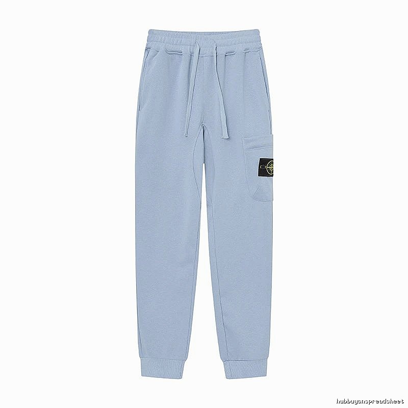 Stone Island Compass Badge Street Style Light Blue Cuffed Jogger Sweatpants
