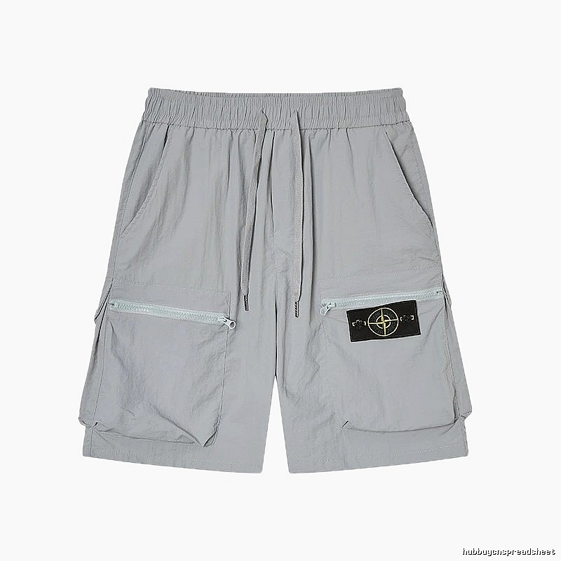 Stone Island Compass Badge Workwear Style Light Grey Shorts