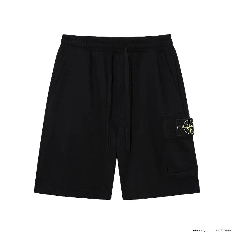 Stone Island Compass Logo Workwear Style Black Shorts