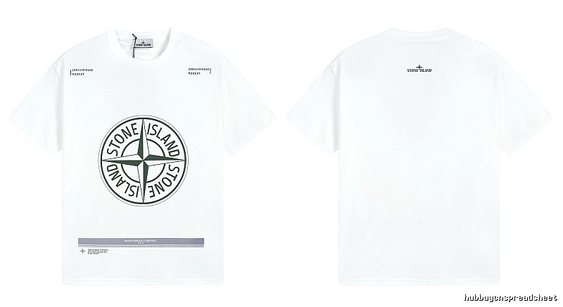 Stone Island Compass Print Casual Style White Short-sleeve T-shirt