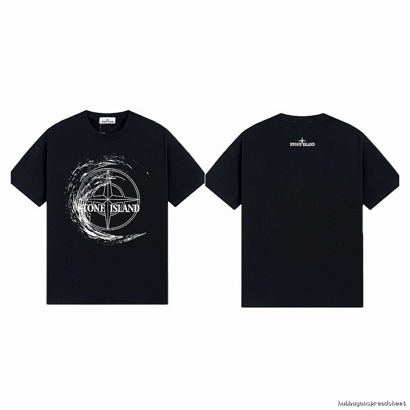 Stone Island Compass Print Street Style Black T-Shirt