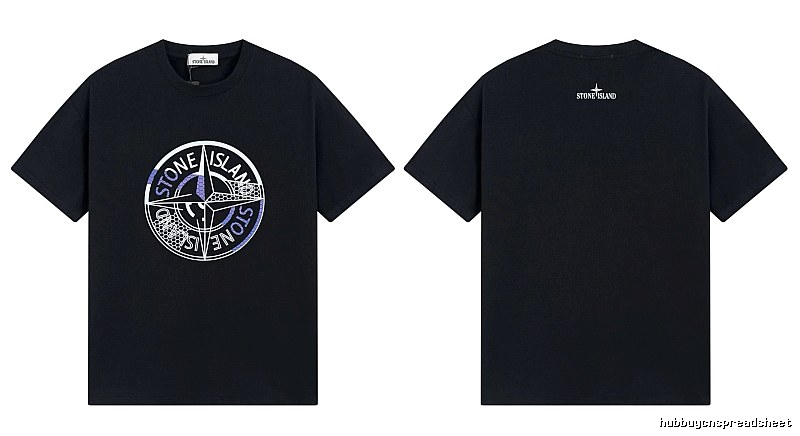 Stone Island Compass Print Street Style Black T-Shirt