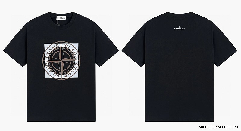 Stone Island Compass Print Street Style Black T-Shirt