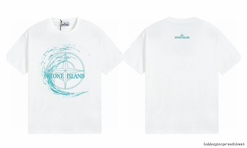 Stone Island Compass Print Street Style White T-Shirt