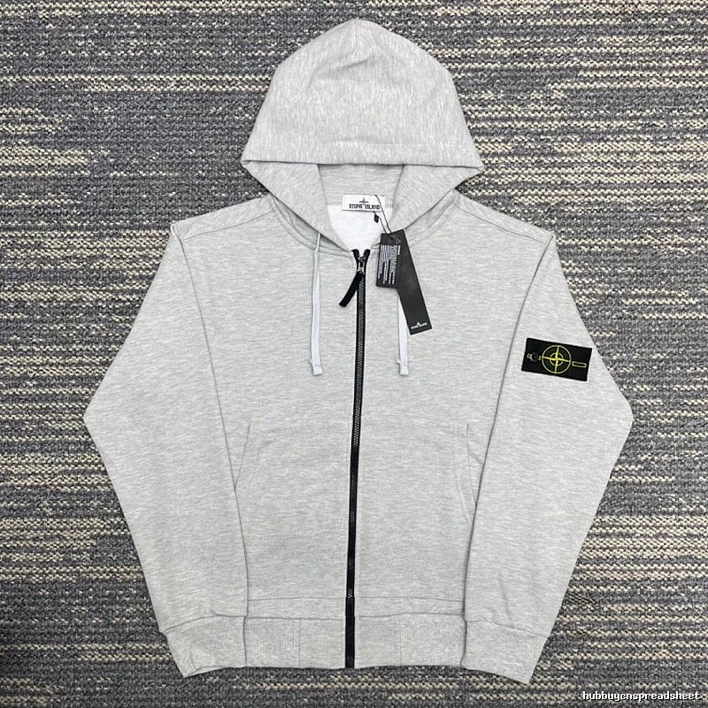 Stone Island Heather Gray Zip Hoodie Resort Wear