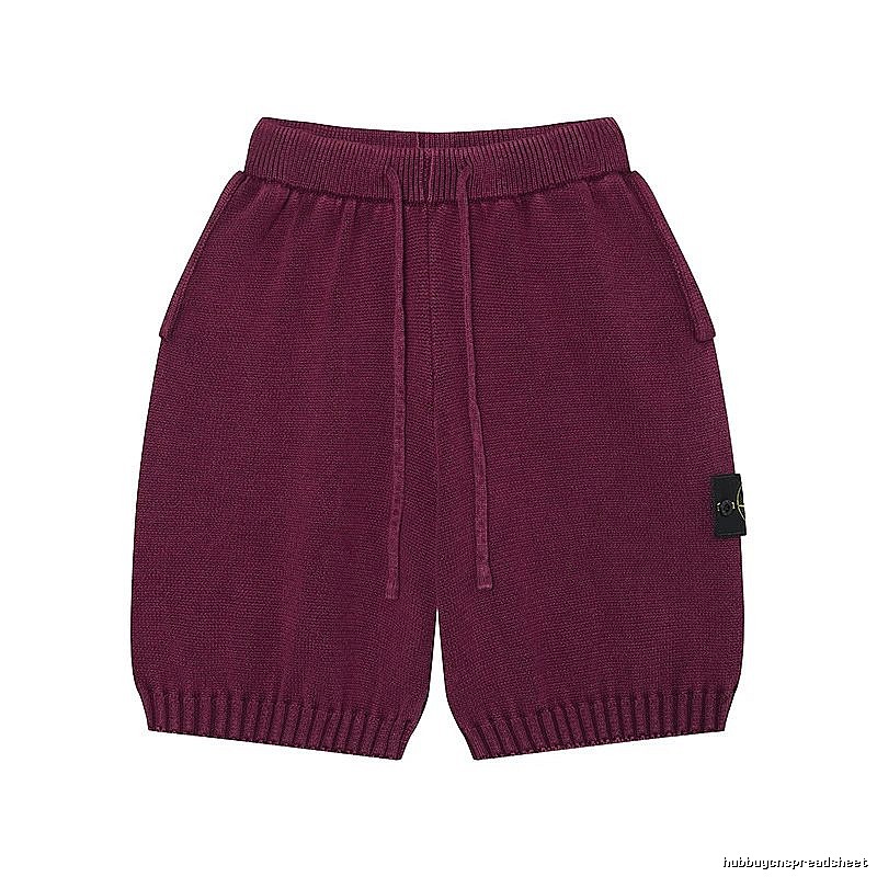 Stone Island Knit Casual Style Burgundy Shorts
