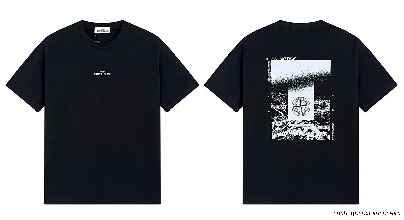 Stone Island Printed Functional Style Black Short Sleeve T-Shirt