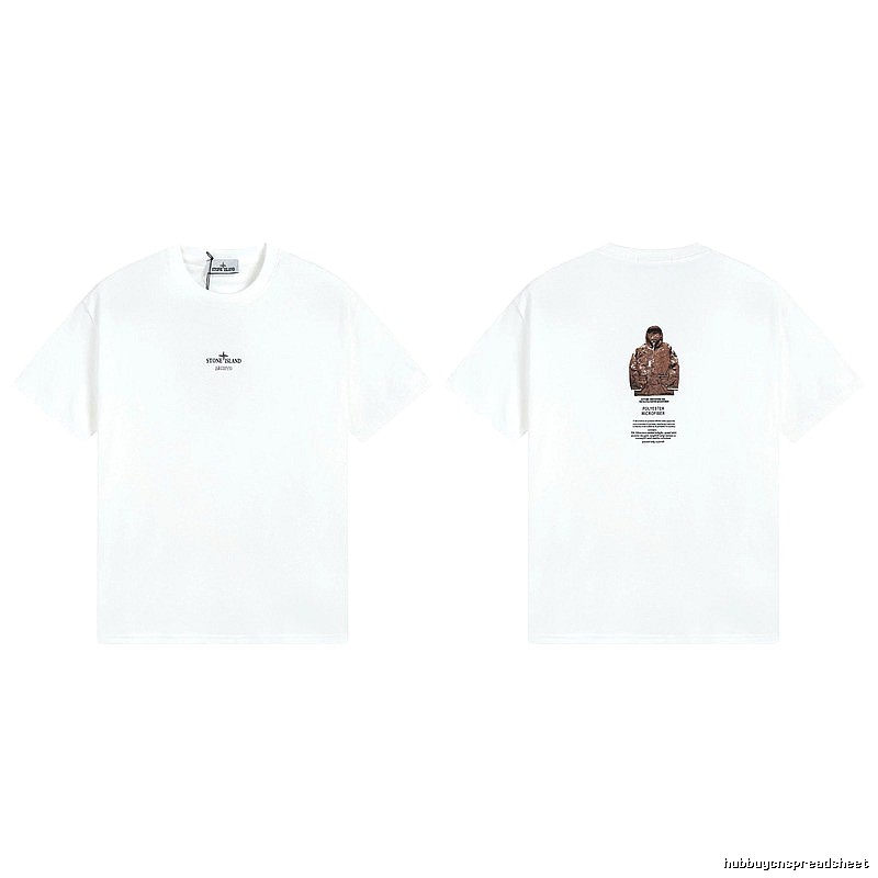 Stone Island Printed Functional Style White Short Sleeve T-shirt