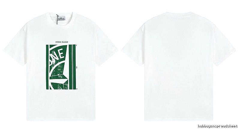 Stone Island Printed Street Style White Short Sleeve T-Shirt