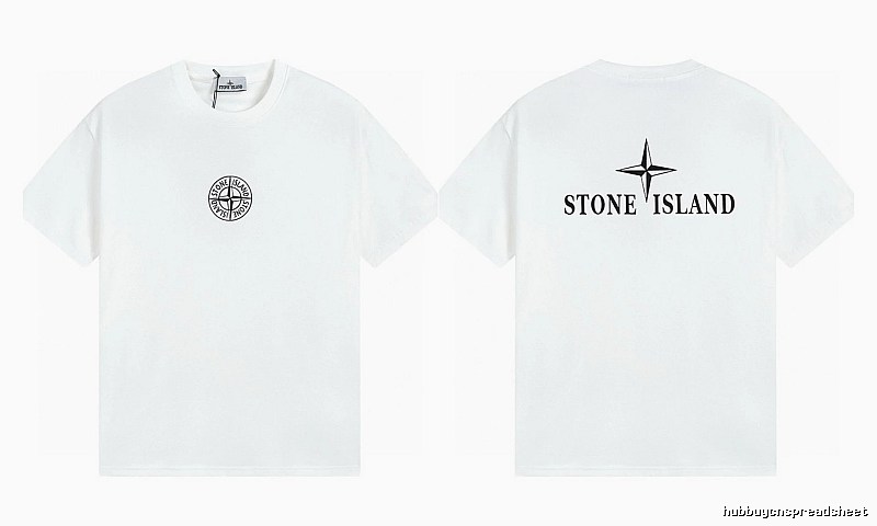 Stone Island Printed Street Style White Short Sleeve T-shirt